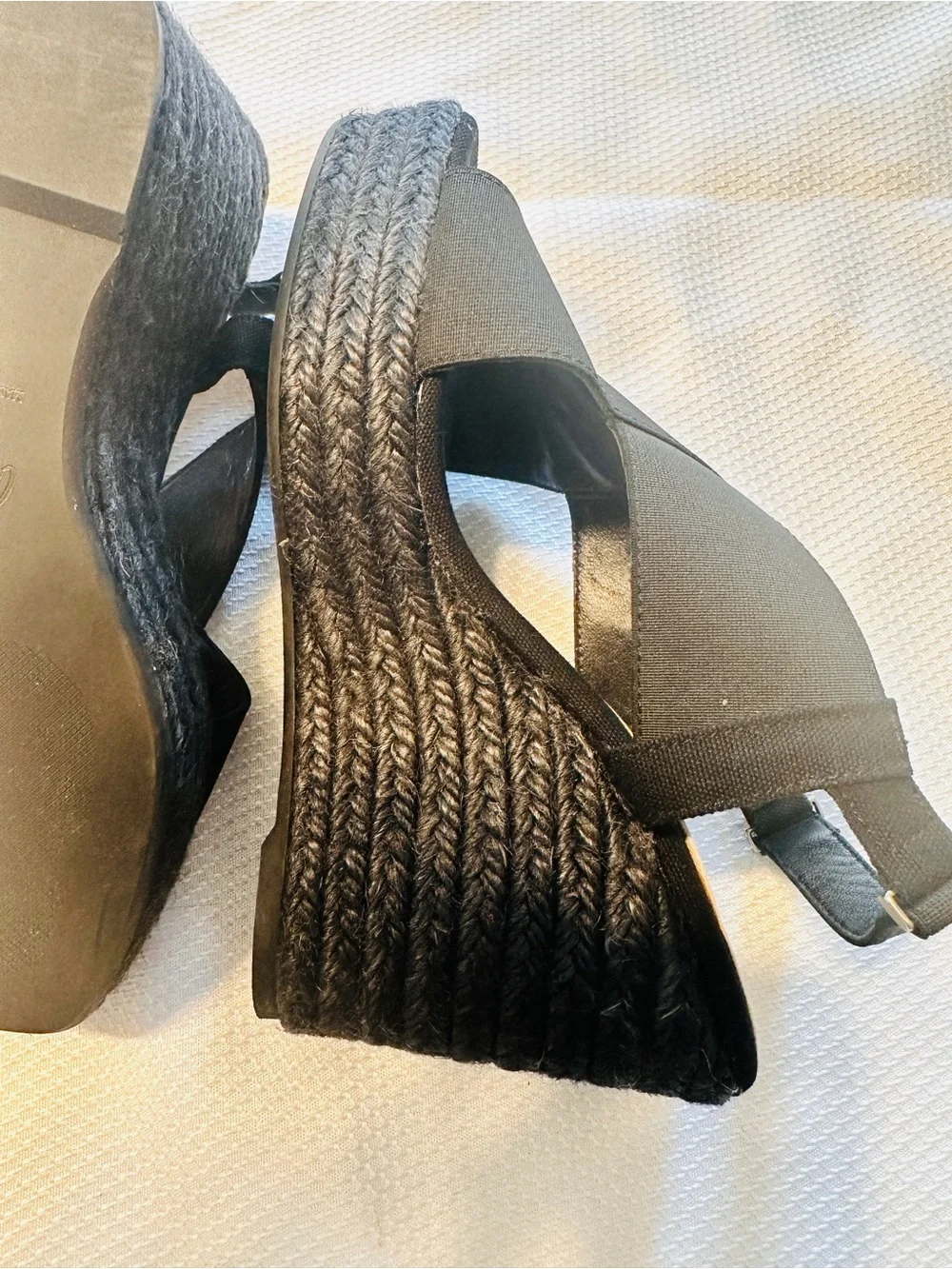 Castaner Black Crisscross Espadrille Wedges with Slingback Strap